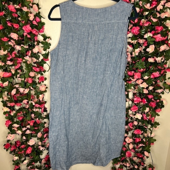 Max Jeans Blue White Striped Tunic Linen Casual Sleeveless Minimalist Staple M - Picture 5 of 8